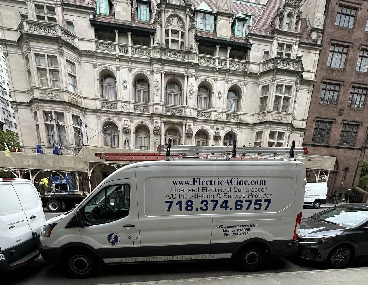 Electric A/C Inc work van on a job in Manhattan